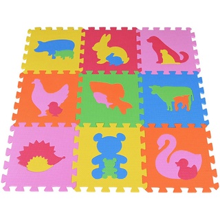 Knorrtoys® Puzzle Tiere, 9 Puzzleteile, Puzzlematte, Bodenpuzzle rot