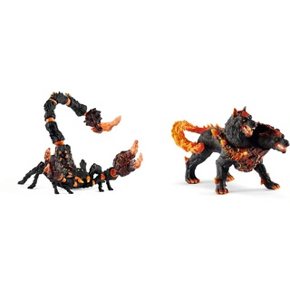 SCHLEICH 70142 Eldrador Creatures Spielfigur - Lavaskorpion, Spielzeug ab 7 Jahren & 42451- Höllenhund