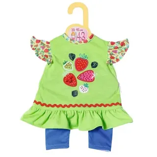 Zapf Creation - Dolly Moda Puppenkleidung Shirt + Leggings Erdbeeren 43cm, Shirt mit Rüschen und Leggings im Jeanslook