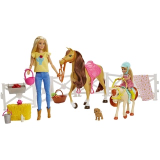 Barbie Puppe und Pferd, Chelsea Pferd, Kleidung, Accessoires, Geschenk für Kinder, Spielzeug ab 3 Jahre,GLL70