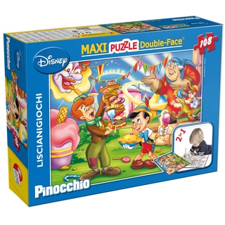Puzzle 2 in 1: Doppel Gesicht. Färbe den Rest des Puzzles 108 Stück Pinocchio