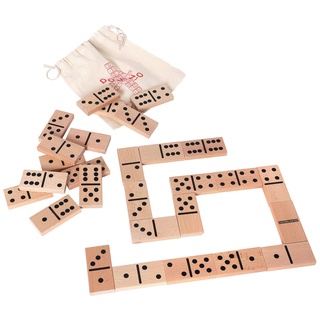 Bartl 103926 Extra großes Domino XXL aus Buchenholz Natur ideal für kleine Kinder und Senioren (28 Spielsteine 72 mm x 36 mm) mit praktischem Baumwollbeutel