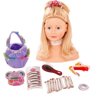 Götz 1192052 Haarwerk mit blonden Haaren und blauen Augen - 28 cm hoher Frisierkopf- und Schminkkopf in 57-teiligen Set - geeignet für Mädchen ab 3 Jahren