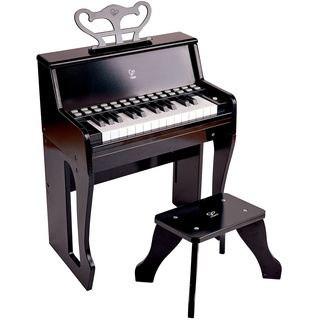 Hape Leuchttasten-Piano mit Hocker und Notenhalter, Musikspielzeug aus Holz, ab 3 Jahren, Schwarz