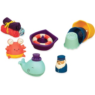 B. toys Baby Spielzeug Set mit Badetiere und Waschlappen – Badewannenspielzeug, Badespielzeug, Wasserspielzeug für Badewanne, Neugeborene ab 0 Monaten