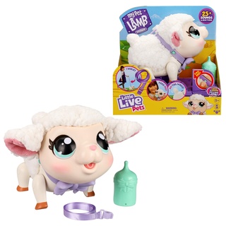 Little Live Pets Schäfchen Snowie: Interaktives Spielzeug-Lamm mit weichem Stofffell, das läuft und tanzt; über 25 Geräusche und Reaktionen; mit Fläschchen und Leine;