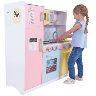 KidKraft Große Pastell Kinderküche aus Holz mit Zubehör, Spielküche mit Kochgeschirr und Spielzeug Handy, Spielzeug für Kinder ab 3 Jahre, 53181