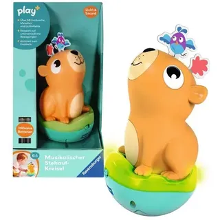 Ravensburger 4874 play+ Musikalischer Stehauf-Kreisel: Capybara, Roly-Poly, Steh-auf-Männchen, Licht- und Sound-Spielzeug