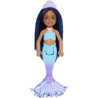Barbie Mermaid Chelsea – HLC15 – Puppe mit Gelenken, 15 cm – Meerjungfrau mit blauen Haaren