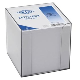 Wedo Zettelbox 2702650, Memo Box, rauchglas, Kunststoff, gefüllt mit 700 Notizzetteln