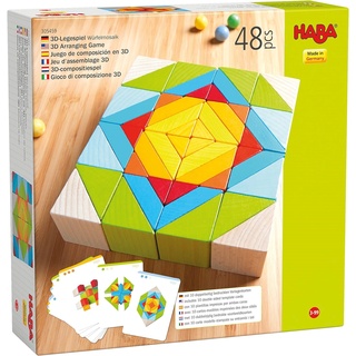 Haba 3D-Legespiel Würfelmosaik (Englisch, Deutsch, Italienisch, Französisch)