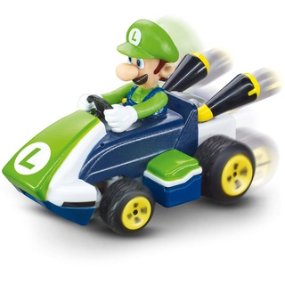Carrera Mini RC Mario Kart mit Luigi I Ferngesteuertes Auto ab 6 Jahren für drinnen & draußen I Mini Mario Kart Auto mit Fernbedienung zum Mitnehmen I Spielzeug für Kinder & Erwachsene