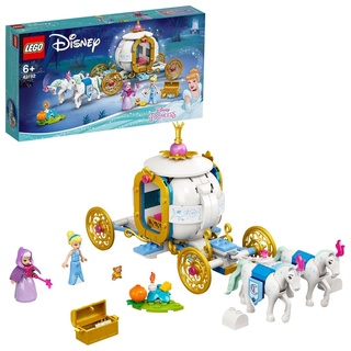 LEGO 43192 Disney Princess Cinderellas Königliche Kutsche, Pferdespielzeug mit 2 Mini-Puppen und 2 Pferde-Figuren für Jungen und Mädchen ab 6 Ja...