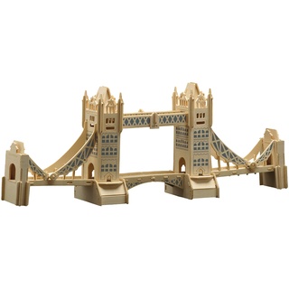 Pebaro 884 Holzbausatz London Tower Bridge, 3D Puzzle Bauwerk, Modellbausatz, Basteln mit Holz, Holzpuzzle, Bastelset, vorgestanzte Holzplatte, ausbrechen, zusammenstecken, fertig, Geschenkidee