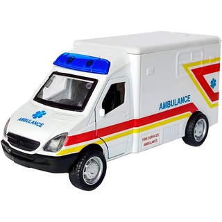 ECO DIENSTWAGEN mit Licht Sound Rückzug 1:38 Bus 12,6cm Modellauto Modell Auto Spielzeugauto Spielzeug Geschenk 05 (Ambulance-Weiss)