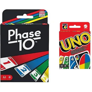 Mattel Games FFY05 - Phase 10 Kartenspiel, ab 7 Jahren, englische Version & UNO Kartenspiel für die Famile, Perfekt als Kinderspiel