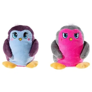 Heunec 756670 - Moodbooster Pinguechen Bob, Wendemaskottchen, Pinguin-Wende-Plüschfigur mit Stimme, blau/pink, Größe: 15cm