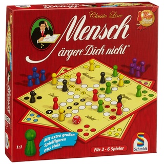 Schmidt Spiele 49330 Classic Line, Mensch ärgere Dich Nicht, mit extra großen Spielfiguren aus Holz, FFP, 2 bis 6 Spieler, bunt