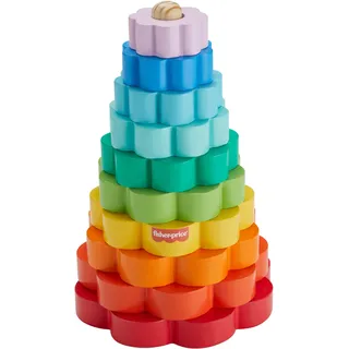 Fisher-Price Ring-Stapelspielzeug aus Holz für Kleinkinder, 10 Holzteile für Stapelspielspaß für Kinder ab 18 Monaten, HXT77