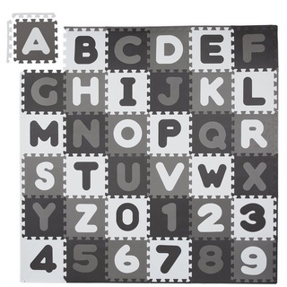 relaxdays Spielmatte »Puzzlematte ABC und Zahlen« grau|weiß