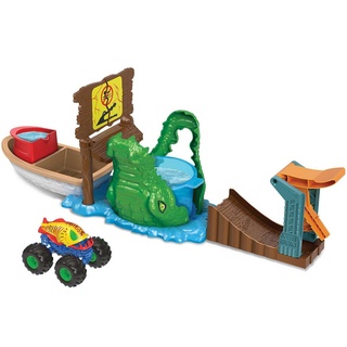 Hot Wheels Spielzeug-Boot Monster Trucks Color Shifters Sumpf-Attacke mit Farbwechsel-Auto bunt