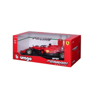 Bburago F1 Ferrari SF21 (2021): Modellauto im Maßstab 1:18, Ferrari Racing Serie, Fahrer Leclerc, rot (18-16809L) Formel