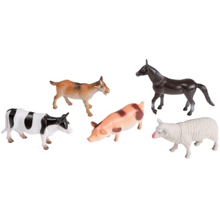 Idena 4329903 - Spielfigurenset mit 5 Farmtieren, aus Kunststoff, jeweils ca. 10 cm groß, Spielspaß für die Badewanne, den Sandkasten, im Kindergarten und Kinderzimmer