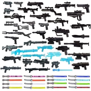 TopBrixx Custom Minifiguren Waffen Set, 56 Stück Custom Waffen Set für Starwars Soldaten Minifiguren, Figuren Waffen Kompatibel mit Lego