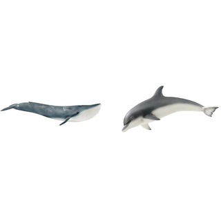 SCHLEICH 14806 Blauwal, für Kinder ab 3+ Jahren, WILD Life - Spielfigur & 14808 Delfin, für Kinder ab 3+ Jahren, WILD Life - Spielfigur
