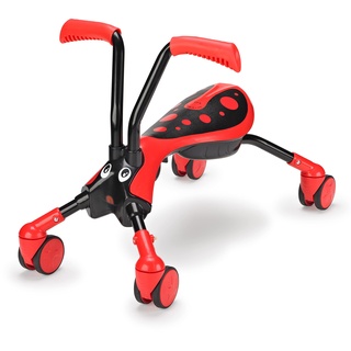 Scramblebug 4-Rad-Laufrad, Käfer rot und schwarz Fuß-zu-Boden Ride-On Entwickeln Sie die Gleichgewichtsfähigkeiten Ihres Kleinkindes 360 Räder Keine Oberflächenkratzer (‎12 Monate -3 Jahre)