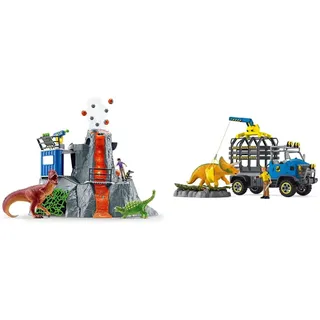 SCHLEICH 42564 Große Vulkan Expedition, für Kinder ab 5-12 Jahren, DINOSAURS - Spielset & 42565 Dinosaurier Truck Mission, für Kinder ab 5-12 Jahren, DINOSAURS - Spielset