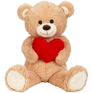 Lifestyle & More Riesen Teddybär Kuschelbär XL100 cm groß braun mit Herz Plüschbär Kuscheltier samtig weich