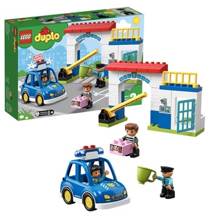 LEGO 10902 DUPLO Polizeistation mit Polizeiauto, Gefängniszelle und 2 Polizisten als Minifiguren, Licht & Geräusche, Spielzeuge für Kleinkinder
