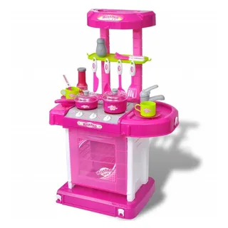 vidaXL Spielküche Spielküche mit Licht und Soundeffekten Rosa Plastik rosa