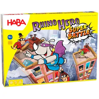 Haba 302808 - Rhino Hero - Super Battle, spannendes 3D-Stapelspiel für Kinder ab 5 Jahren, Geschicklichkeitsspiel zum Bestseller Rhino Hero, empfohlen von der "Kinderspiel des Jahres"-Jury