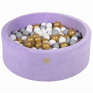 MeowBaby Bällebad Bällebad für Kinder und Babys - Velvet Lilac - Bällchenbad, (Bällebad mit 200 Bällen), Rundes Kugelbad 90x30cm mit 200 Bunten Bällen, waschbarer Bezug bunt