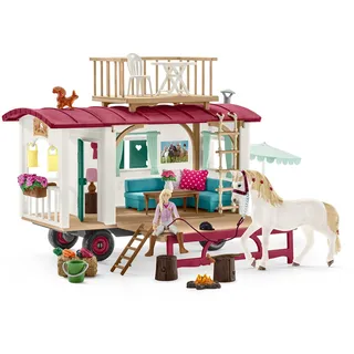 schleich 42593 HORSE CLUB Wohnwagen für geheime Club-Treffen, 95 Teile Spielset mit schleich Pferde Figur und weiterem Zubehör, Spielzeug für Kinder ab 5 Jahren