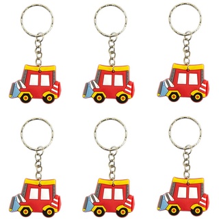Oblique Unique® 6X Schlüssel Anhänger Auto Bus LKW für Kinder Geburtstag als Mitgebsel Geschenk zum Spielen - wählbar (Rot)