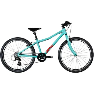 TechniBike PYRO TWENTYFOUR - Superleichtes 24 Zoll Kinderfahrrad für Mädchen und Jungen (MTB Lenker, Microshift 8-Gang Kettenschaltung, V-Brakes, Alu Laufräder, ergonomischer Velo Sattel, 8,5 kg)