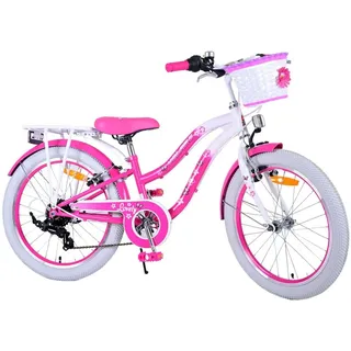 Volare Kinderfahrrad Lovely - Mädchen - 20 Zoll - Rosa bzw. Lila, 7 Gang, bis 115 kg, 85 % zusammengebaut, 6-8 Jahre rosa