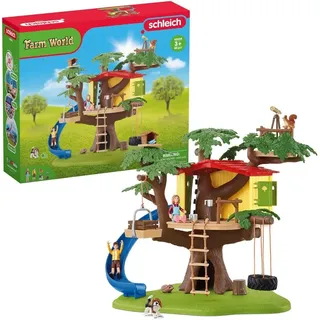 schleich 42408 FARM WORLD Abenteuer Baumhaus, 60 Teile Spielset mit Reifenschaukel, 2 Kinderfiguren und 4 Tierfiguren, Spielzeug für Kinder ab 3 Jahren