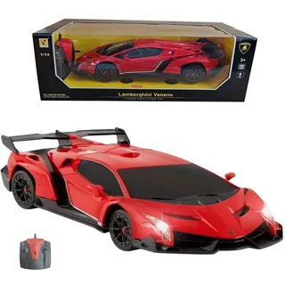 COIL RC-Auto, Ferngesteuertes Auto, Modellfahrzeug, Lamborghini Veneno, 1:14, LED, Frequenz: 2,4 GHz, für Kinder ab 3 Jahren, Rot - Rot