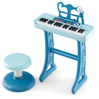 COSTWAY Keyboard 37 Tasten Spielzeug-Musikinstrument, abnehmbar blau