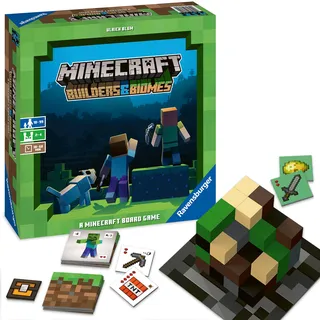 Ravensburger Familienspiel 26132 - Minecraft Spiel Builders & Biomes - Gesellschaftsspiel für Kinder und Erwachsene, 2-4 Spieler, Minecraft Brettspiel, Minecraft Geschenke, tolles