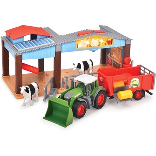 Dickie Toys - Bauernhof Station mit Traktor - Bunte Farm Station mit Licht & Sound inkl. Traktor mit Anhänger & Kühe - für Kinder ab 3 Jahren, Mehrfarbig