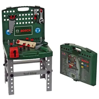 Theo Klein 8681 Bosch transportabler Tool-Shop I Werkbank zum Koffer klappbar I Inkl. Werkzeugen und Werkstatt-Zubehör I Maße: 41,5 cm x 38,5 cm x 76,5 cm I Spielzeug für Kinder ab 3 Jahren