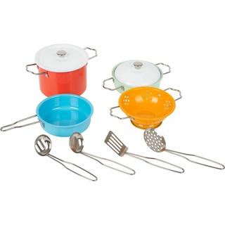 Small Foot Kochgeschirr-Set mit Zubehör aus Metall, für die Spielküche, Rollenspielzeug für Kinder ab 3 Jahren, Mehrfarbig