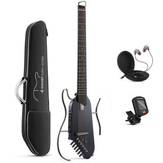 Donner Gitalele HUSH-I Elektroakustische Gitarre Kopflos Tragbar Gitarre zum Reisen, Kopflos, Set, tragbar In jeder Zeit spielen Lärmminderung schwarz