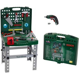 Theo Klein 8676 Bosch Tool Shop | Mit batteriebetriebenem Bosch Akkuschrauber Ixolino | Zusammenklappbar und leicht transportabel | Spielzeug für Kinder ab 3 Jahren