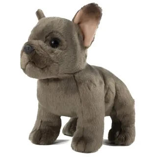 Uni-Toys Kuscheltier Französische Bulldogge (grau) - Mit/Ohne Leine - 26 cm - Plüschtier, zu 100 % recyceltes Füllmaterial Ohne Leine